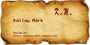 Kállay Márk névjegykártya
